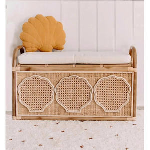Coffre de rangement pour enfants en osier naturel, organisateur de jouets avec coussin, mobilier bébé écologique, fabrication OEM/ODM au Vietnam, vente en gros - Product Image 4