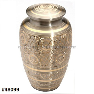 Venta caliente Metal Aluminio La mejor calidad Urnas Diseño de hoja en relieve Urnas de cremación Cenizas hechas a mano Cremación Hermosas urnas - Product Image 6