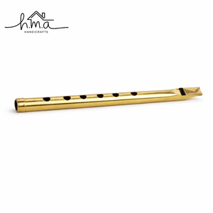 Flûte à bec en laiton, clé Do, finition dorée, instrument de musique traditionnel pour débutants, idéal pour la pratique ou comme cadeau - Product Image 1