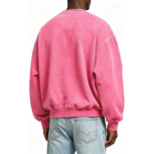 Sudadera de cuello redondo extragrande para hombre, lavado ácido, rosa liso, manga larga, estilo raglán, casual, sin forro, precio de fábrica 2026, OEM ODM - Product Image 2