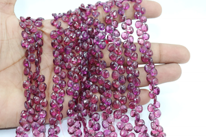 AAA haute qualité 5mm Rhodolite grenat perles à facettes en forme de coeur 8 pouces perles Briolette pour la fabrication de bijoux pierre naturelle - Product Image 3