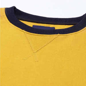 Sweat-shirt unisexe à col rond 100% coton, design découpé, jaune, tricoté, pull décontracté, coupe classique, manches longues, hiver - Product Image 5