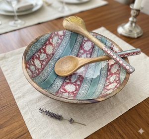 Juego de Tazones de Madera Desechables Hechos a Mano de Madera de Mango, Tazón de Frutas con Esmalte Impreso, para Servir Ensaladas en Bodas y Cenas - Product Image 1