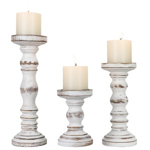 Ensemble de bougeoirs carrés en bois de manguier blanchi - Décoration de maison de style côtier - Vente en gros - Product Image 6
