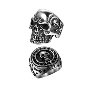 Bộ nhẫn đầu lâu 3D phong cách Gothic cổ điển & đầu lâu Punisher - Trang sức xe máy bằng thép không gỉ dành cho nam giới - Product Image 5