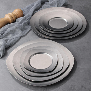 Plato de Acero Inoxidable Estilo Industrial Vintage para Comida al Aire Libre, Camping, Platos para Comida Occidental, Plato para Huesos de Restaurante Francés - Product Image 2