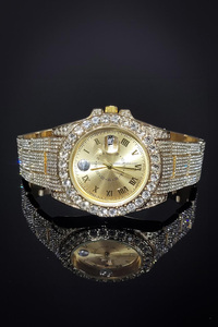 นาฬิกาหรูหราแบบกลไก ประดับเพชรโมอิสซาไนต์เคลือบเงา ประดับเพชรคิวบิกเซอร์โคเนีย ดีไซน์สตรีทสไตล์ฮิปฮอป ของขวัญวันเกิด - Product Image 4