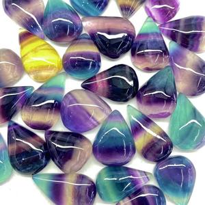 Vente en gros de cabochons en forme de goutte d'eau en fluorite arc-en-ciel naturelle de haute qualité, pierres précieuses en fluorite multicolores pour bijoux - Product Image 1