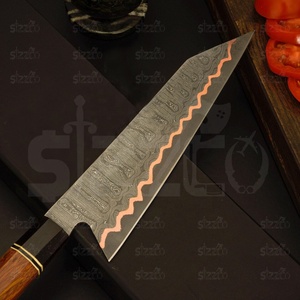 Couteau de chef Kiritsuke SIZZCO en cuivre damas fait main, style japonais, manche en bois de rose, ambidextre, lame de 6-7,9 pouces, qualité supérieure, personnalisé - Product Image 3