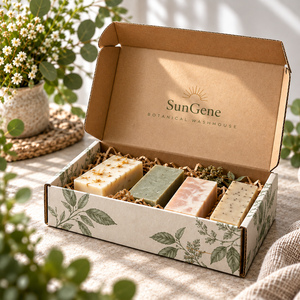 Boîte d'emballage en carton ondulé SunGene Botanical Washhouse pour collection de savons artisanaux - Product Image 4