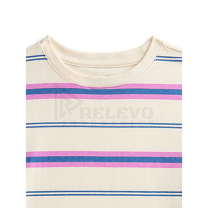เสื้อยืดครอป Relevo ลายทาง แขนสั้น คอกลม ยูนิเซ็กส์ ผ้าถัก 100% คอตตอน ระบายอากาศได้ดี ทรงปกติ โลโก้ด้านหน้า - Product Image 3