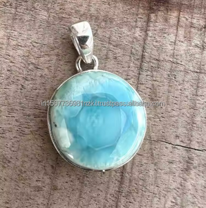 Gran Larimar colgante 925 plata esterlina Natural Larimar hecho a mano Larimar cabujón Real Larimar piedra preciosa genuino Larimar - Product Image 1