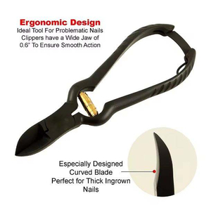 Surgical Grade Stainless Steel Matte <b>Black</b> Coating Heavy Duty Curved Blade Finger Care Pedicure Grooming <b>Trimmer</b> High Quality - Product Image 5