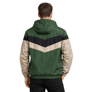 Veste coupe-vent à capuche color block pour homme, en nylon imperméable, streetwear outdoor, logo personnalisé, haute qualité, vente en gros, faible MOQ - Product Image 2
