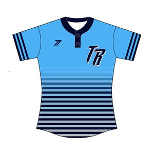 Full Button Blue Softball Jersey Women Adult Breathable Lightweight Polyester Custom Number Name Team Logo OEM Bulk Wholesale - Product Image 1