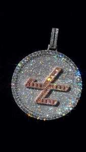 Pendentif personnalisé « JC » serti de diamants Moissanite, collier Hip Hop rond scintillant en or rose et argent sterling 925 - Product Image 5