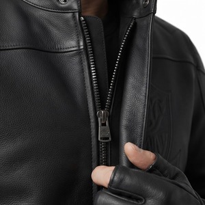 Men's Black Genuine Leather <b>Motor</b> <b>bike</b> Jacket Collar Zipper Slim Fit Windproof Autumn Wear - Product Image 5