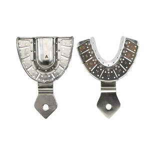 ถาดพิมพ์ฟันปลอมของ Azicon ทำจากสแตนเลส ใช้ซ้ำได้ ฆ่าเชื้อได้ ถาดพิมพ์ฟันแบบเปิดและแบบปิด อุปกรณ์เทคนิคสำหรับการพิมพ์ฟันปลอม - Product Image 1