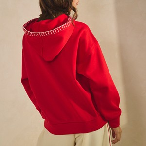 เสื้อฮู้ดปักลายสีแดงแบบยูนิเซ็กส์ ทรงโอเวอร์ไซส์ ผ้าฟลีซ มีกระเป๋าหน้า สวมใส่สบายๆ สำหรับคริสต์มาสและฤดูหนาว - Product Image 5