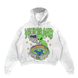 Sweat à capuche délavé pour homme 420 GSM en coton polyester molletonné de qualité supérieure, blanc, avec impression en relief DTF, logo personnalisé, coupe oversize, style streetwear - Product Image 1