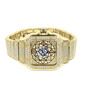 Reloj Mecánico Cuadrado Personalizado, Reloj de Pulsera de Acero Inoxidable Chapado en Oro, Cristal de Zafiro, Cierre de Botón a Presión - Product Image 1