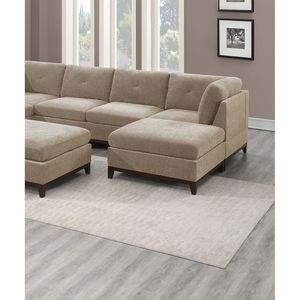 Tessuto ciniglia cammello 9pc Set di mobili componibili componibili 3 cunei angolari 4 poltrone senza braccia 2 pouf trapuntati a vista - Product Image 3