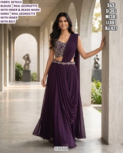 Ensemble de protection solaire en georgette pour femmes, noir, moderne, Noor Royale, longueur au sol - Product Image 4