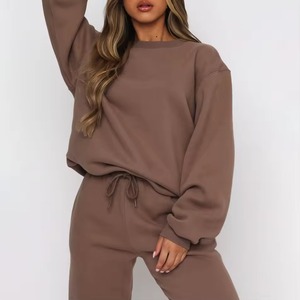 100% Cotton Fleece Crew Neck Sweatshirt Jogger Pants Casual <b>Women</b> <b>Sweat</b> <b>Suits</b> <b>For</b> Sale <b>Women</b> Winter Tracksuit 2 Piece Long Set - Product Image 4