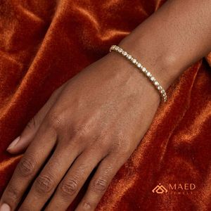 Bracelet tennis en moissanite, bracelet à maillons fins, bijoux de mode pour femmes, finition dorée, bijoux élégants pour tous les jours, cadeau - Product Image 5