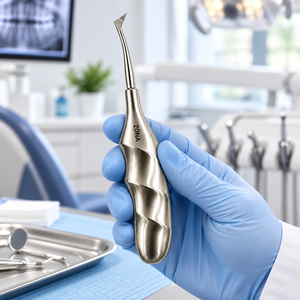 Elevador de Raíces Dentales con Mango de Agarre Espiral, Punta Triangular en V, Instrumento de Extracción de Raíces Dentales de Acero Inoxidable, Venta al por Mayor - Product Image 6