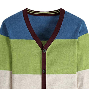<b>Men's</b> Striped Knitted <b>Cardigan</b> Long Sleeve Button Front Autumn Wear Regular Fit Acrylic Material - Product Image 4