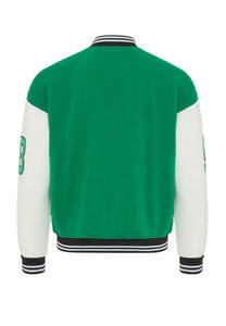 Chaquetas Varsity de Forro Polar con Mangas de Cuero Bordadas Personalizadas OEM 2026, Chaqueta de Uniforme de Béisbol con Cuerpo de Lana, Estilo Deportivo, Cuello Alto - Product Image 6