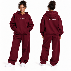 Ensemble sweat à capuche et pantalon en molleton marron pour femme, coupe décontractée, 2 pièces, tenue d'hiver longue, 100 % molleton - Product Image 2