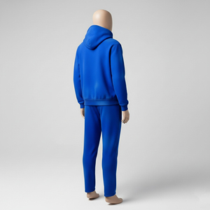 Custom Winter Plus Size Royal Blue Hooded Breathable Lightweight Fleece Tracksuit Unisex Casual Streetwear Two Piece Outfit - Product Image 4