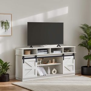 <b>Adjustable</b> Modern Farmhouse Wood TV Stand Sliding Barn Door Entertainment Center Storage Cabinet <b>Table</b> for Living Room Sh-Styled - Product Image 3