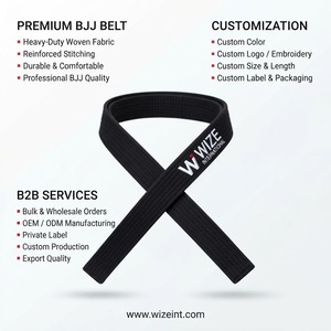 Ceinture d'arts martiaux WIZE INTERNATIONAL en polyester noir, unisexe adulte, extensible, avec logo imprimé par transfert thermique sur le devant - Product Image 6