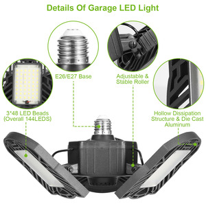 80W LED per Garage plafoniera E26/E27 lampada da officina deformabile in alluminio pressofuso 3 pannelli regolabili per magazzino negozio fienile - Product Image 3