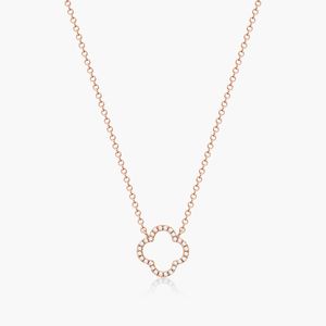 Collier en diamant de laboratoire certifié IGI Lucky Clover, pendentif floral en or rose 14 carats, luxe minimaliste, idéal pour les fêtes et les mariages - Product Image 5