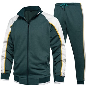 Chándal blanco para hombre, manga larga, con cremallera, capucha, deportivo, con rayas laterales, bolsillos, transpirable, para invierno, corte regular, 100% algodón - Product Image 5