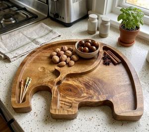 Unique Elephant Shape Acacia Wood <b>Centrepiece</b> Dishe & Plat Decorative Home Accent Tray for <b>Dining</b> <b>Table</b> Coffee <b>Table</b> Decoration - Product Image 1