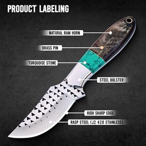 Cuchillo de vaquero fijo de 7 pulgadas, recto, tipo 'Sheepsfoot' y 'Bull Cutter', de acero raspado J2, hecho a mano, de grado industrial, con funda de cuero tipo 'Pancake', OEM, económico - Product Image 2