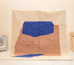 Grand tapis de sol de salon, petit tapis de sol Vintage marocain Beni Ourain tissé à la main en laine d'accent vente - Product Image 5