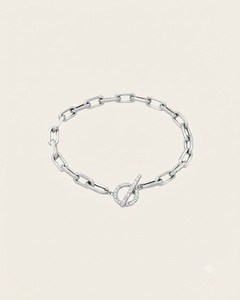 Brazalete Abierto Grande con Cierre de Diamantes 0.11ctw E-VVS, Cadena Flexible y Brazalete de Eslabones con Diamantes de Laboratorio en Oro Rosa de 14K - Product Image 3