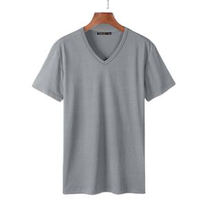 T-shirt en tricot pour homme de haute qualité, col en V, couleur unie - 100% coton, respirant, écologique, personnalisable, MOQ, prix bas, export - Product Image 5