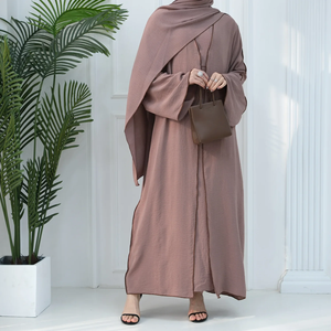 Abaya Musulmana de Alta Calidad con Frente Abierto, Kaftán de Manga Larga, Ropa Islámica Tradicional, Estilo Casual para Verano y Otoño - Product Image 6