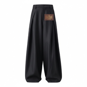 <b>Mens</b> Mid Wide Leg <b>Trousers</b> Vintage Loose Fit Straight Waist 100% Polyester Autumn Casual Retro OEM Service - Product Image 1