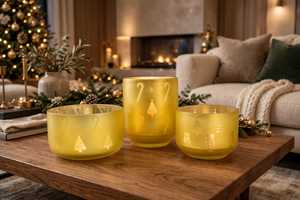 Large Red Christmas Geometric Glass Flower Pot <b>Planter</b> with Drainage Hole Eco-Friendly Indoor <b>Outdoor</b> Home Decor - Product Image 2