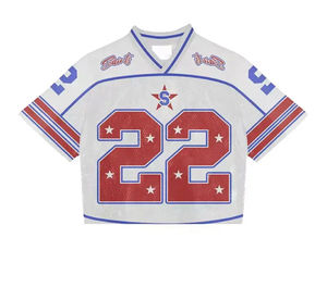 Maillots de football France personnalisés à col en V, coupe ample streetwear, en maille respirante/polyester, avec encolure côtelée - Product Image 4