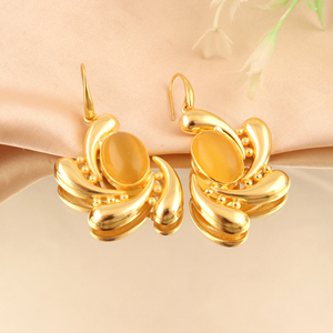 Cat's Eye Dangle Earring Oval Gemstone Statement Stylish Dangle Hook Jewelry Elegant Cabochon <b>Drop</b> Women's Jewelry Fancy Dangles - Product Image 2