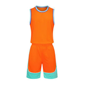 Ensemble de maillot de basket-ball orange unisexe, sans manches, col rond, polyester respirant, vêtements de sport pour toutes les saisons - Product Image 1